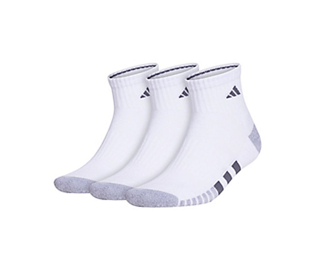 adidas Men's Cushioned 3.0 Quarter 3-Pack (M) (White)