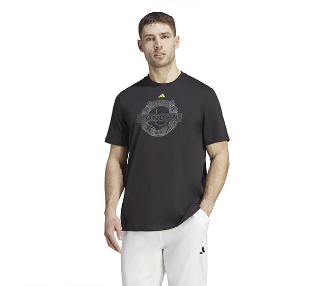 adidas Tennis Wimbledon Graphic Tee (M) (Black)