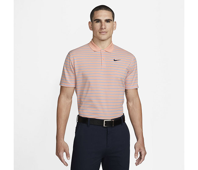 Nike Dri-FIT Victory Striped Polo (M) (Orange)