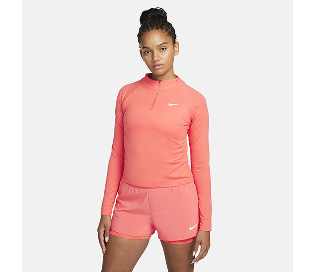Nike Court DriFit Victory Long Sleeve Half-Zip Top (W) (Orange)