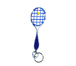 Beaded Tennis Racquet Keychain (Blue)