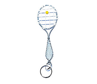 Beaded Tennis Racquet Keychain (Gray)
