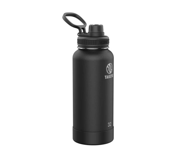 Takeya Pickleball Insulated Water Bottle w/Spout Lid (32oz) (Black)