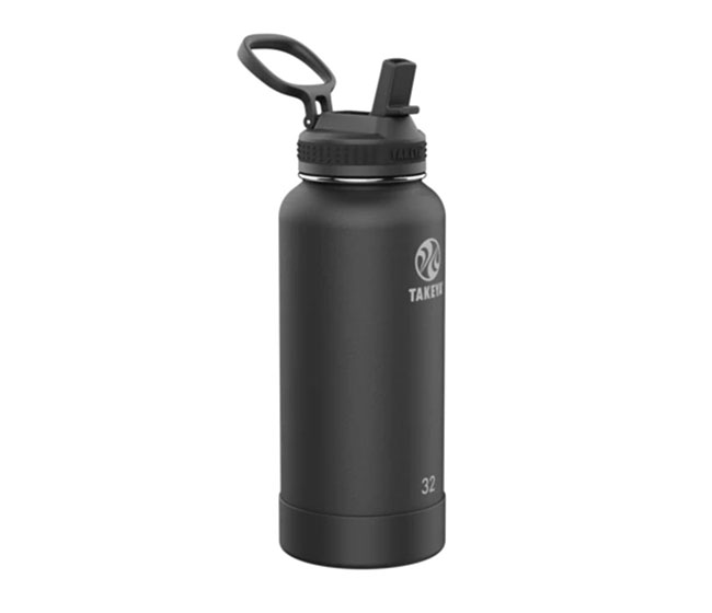 Takeya Pickleball Insulated Water Bottle w/Straw Lid (32oz)(Black)