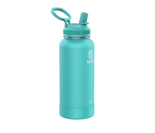 Takeya Pickleball Insulated Water Bottle w/Straw Lid (32oz)(Teal)